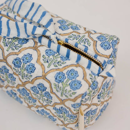 Indigo Trellis Organic Cotton Toiletries & Makeup Bag