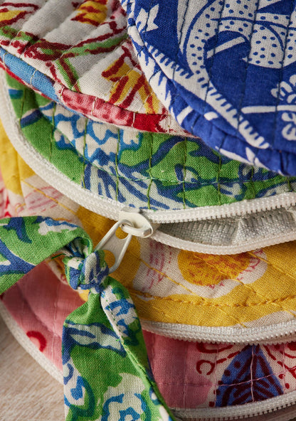 Block Print Round Coin Purse