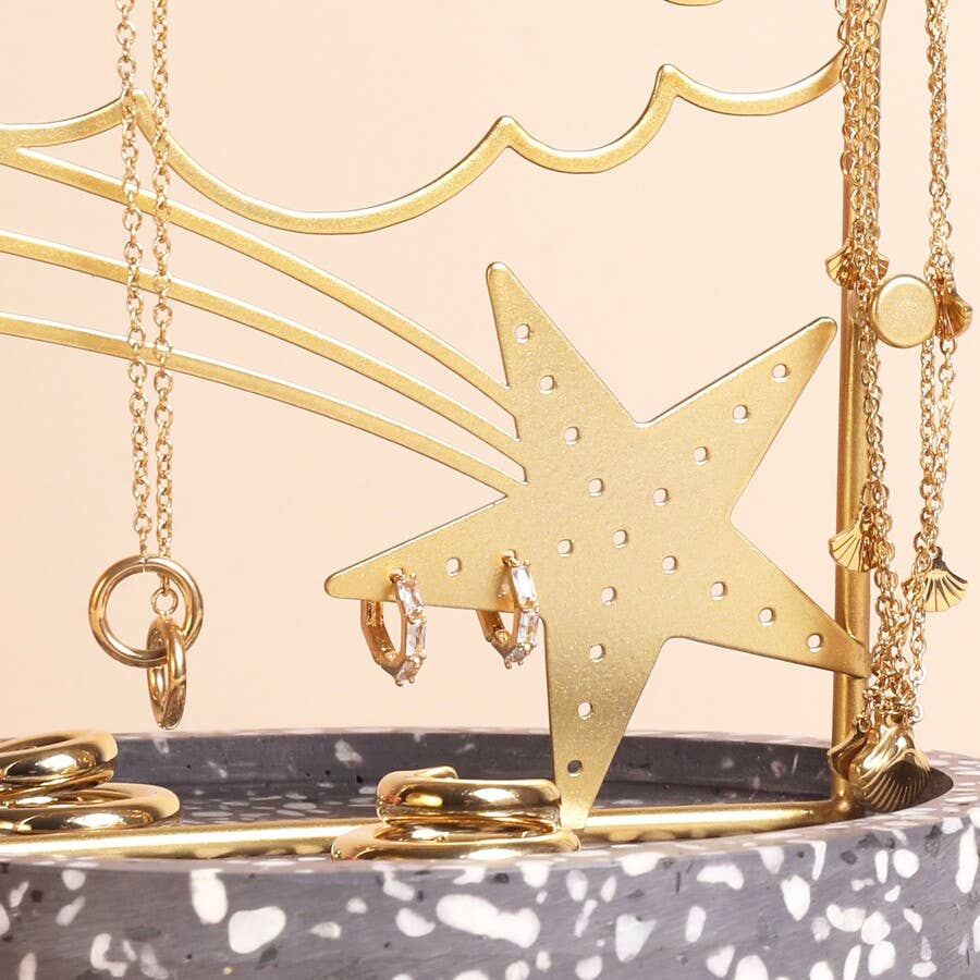 Folding Celestial Dark Night Terrazzo Jewellery Stand
