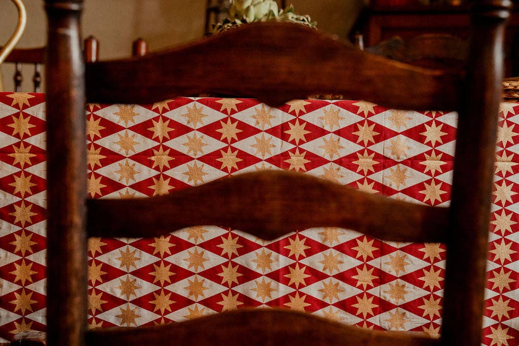 Merlot Seville Star Blockprint Tablecloth