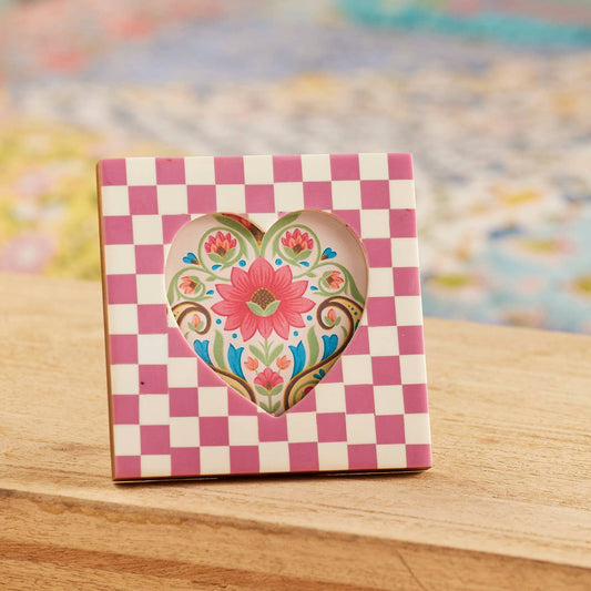 Checkered Pink Heart Picture Frame