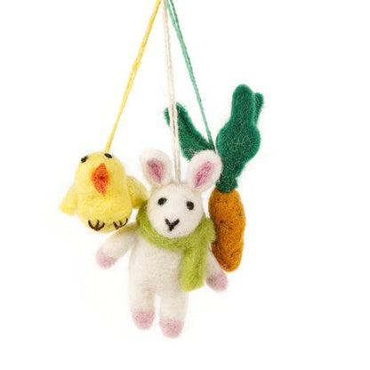 Trio of Handcrafted Felt Easter Hanging Decorations