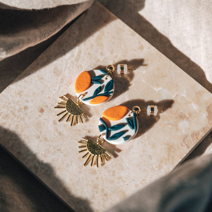 Orange Tree Sunset Drop Earrings