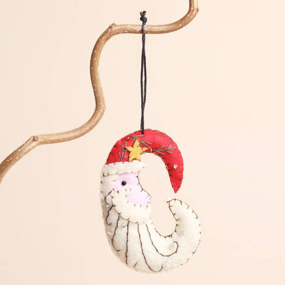 Beaded Felt Father Christmas 
Hanging Decoration