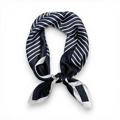 Monochrome Stripe Silk Touch Neckerchief Bandana Scarf