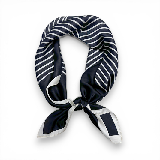 Monochrome Stripe Silk Touch Neckerchief Bandana Scarf