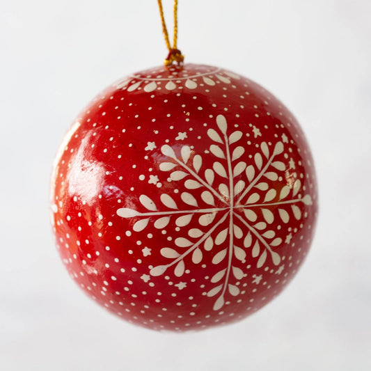 Red Snowflake Bauble - 2”