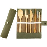 Olive Green Cotton Bamboo Cutlery Wrap