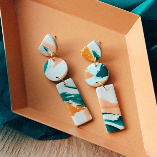 Lagoon Watercolour Cairn Stack Earrings