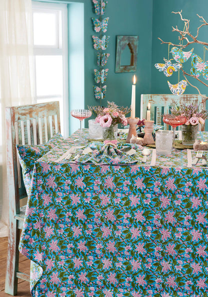 Lily Block Print Tablecloth
