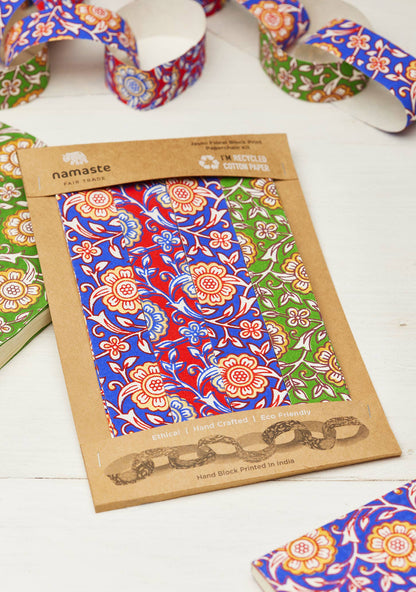 Floral Block Print Paperchain Garland Kit
