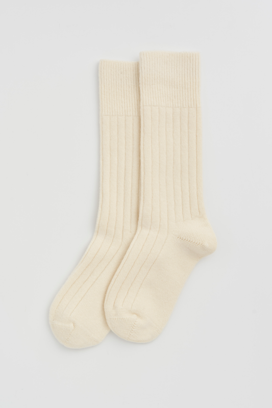 Clotted Cream Merino Bed Socks