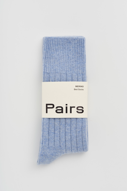 Morning Blue Merino Wool Bed Socks
