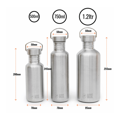 Stainless Steel Single-Wall Bottles: 1.2ltr