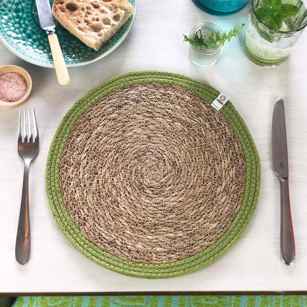 ReSpiin Set of 6 Seagrass & Jute Tablemats - Brights | Sustainable