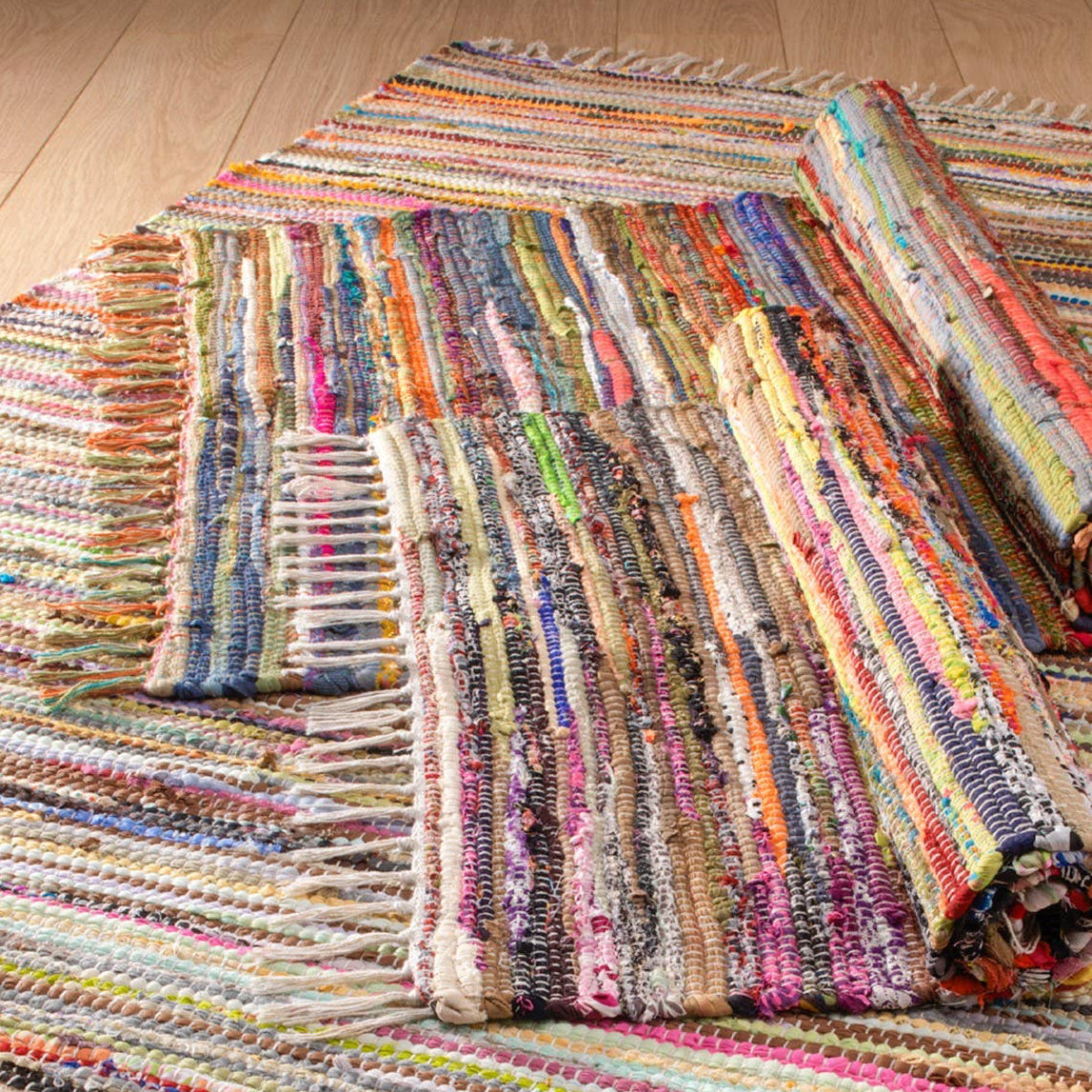 Recycled Cotton Indian Rag Rug - 75cm x 120cm