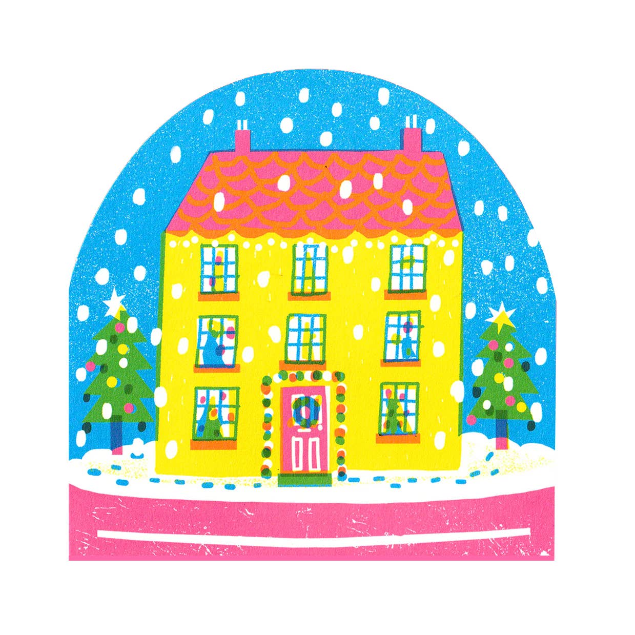House In Winter Snowglobe Card
