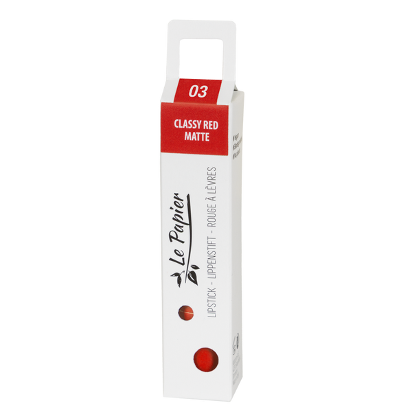 Plastic Free Matte Lipstick in Paper Tube - Classy Red 03