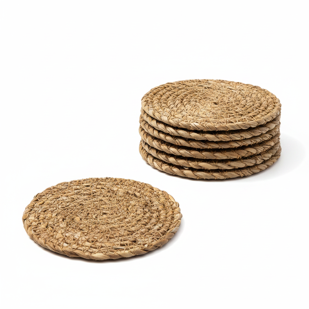 Woven Water Hyacinth Coasters - Set of 6