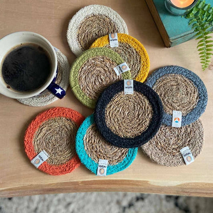 ReSpiin Set of 6 Seagrass & Jute Coasters
