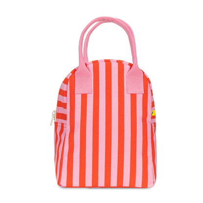 Awning Stripe Pink Fluf Zipper Lunch Bag