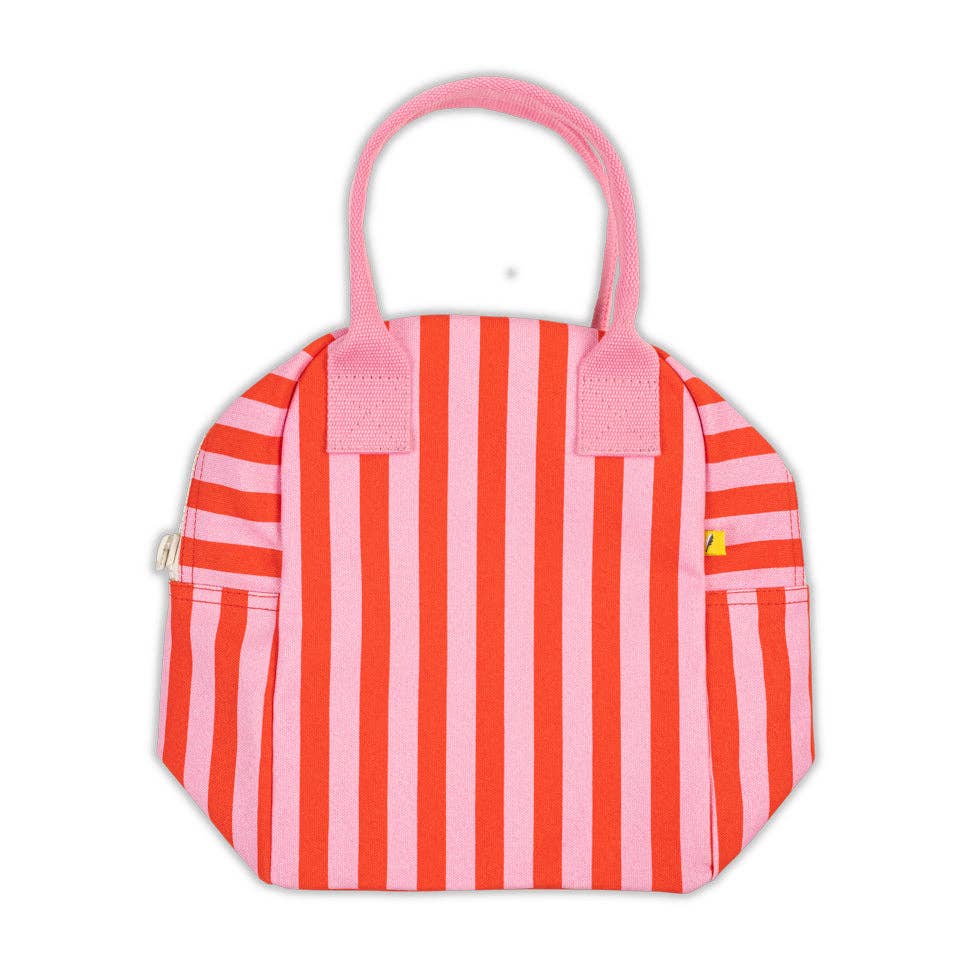 Awning Stripe Pink Fluf Zipper Lunch Bag