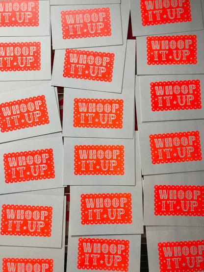 ‘Whoop It Up’ Linocut Greeting Card