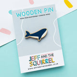 Blue Whale Wooden Pin Badge