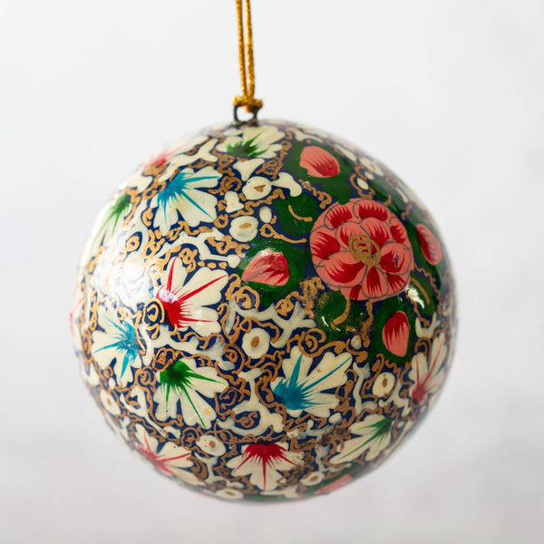 3" Turquoise & Pink Floral Christmas Bauble