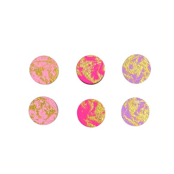 Earring Studs - Hand Painted Gold Blush Trio