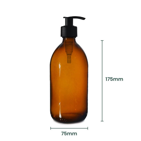Glass Bottle with Liquid Pump - Amber (500ml)