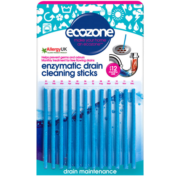 Ecozone Enzymatic Drain Cleaning Sticks - Pack of 12 - SW Coast Refills 