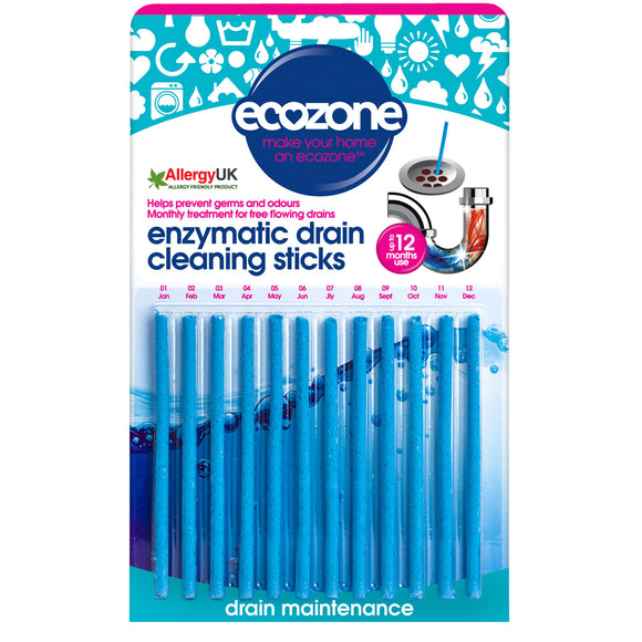 Ecozone Enzymatic Drain Cleaning Sticks - Pack of 12 - SW Coast Refills 