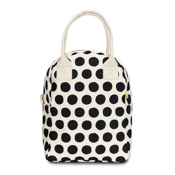 Fluf Zipper Lunch Bag - Polka Dotty Black + White