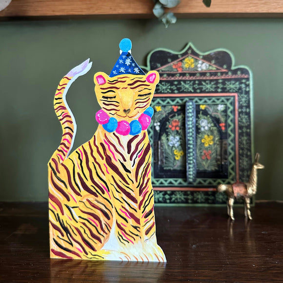 Party Tiger die-cut Greetings Card