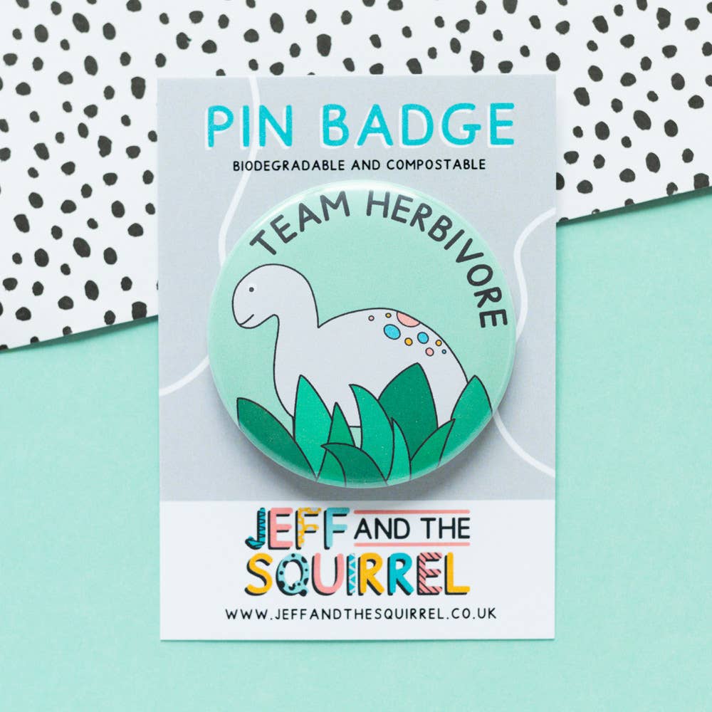 Team Herbivore Vegan Dinosaur Biodegradable Badge