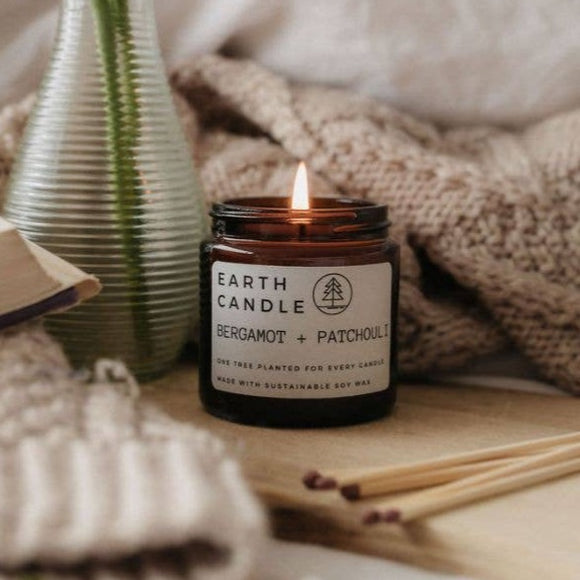 Earth Candle Bergamot + Patchouli Soy Wax Candle