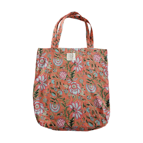 Cotton tote bag with floral print No. 28