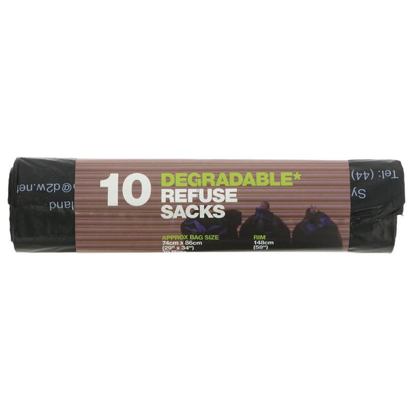 D2W Degradable Black Bin Bag Sacks - 70L - Roll of 10 - SW Coast Refills 