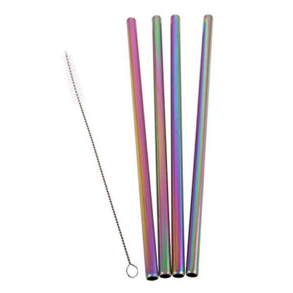 Single Rainbow Steel Smoothie Straw - Neon - SW Coast Refills 
