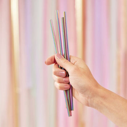 Single Neon Rainbow Stainless Steel Straw - SW Coast Refills 
