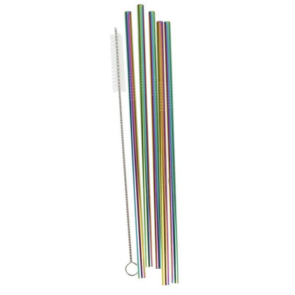 Single Neon Rainbow Stainless Steel Straw - SW Coast Refills 