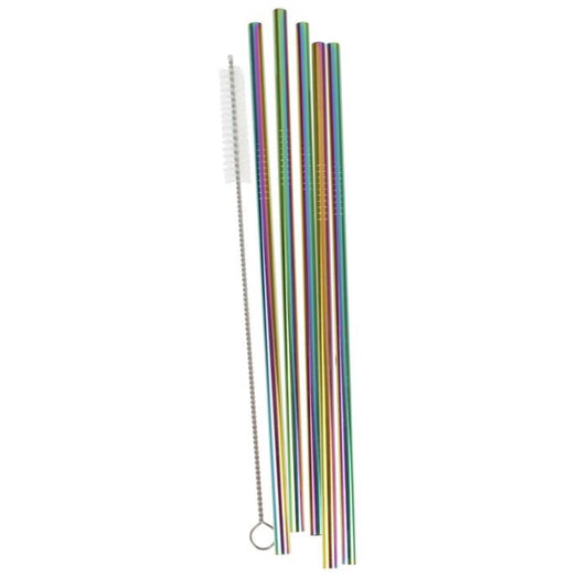 Single Neon Rainbow Stainless Steel Straw - SW Coast Refills 