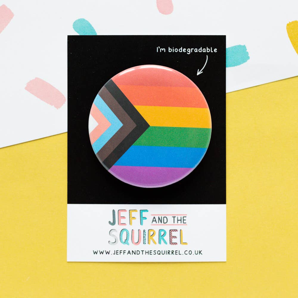 Progress Gay Pride Flag Biodegradable Badge