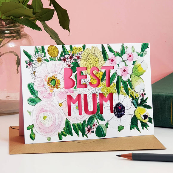 'Best Mum' Paper Cut Mother's Day Card