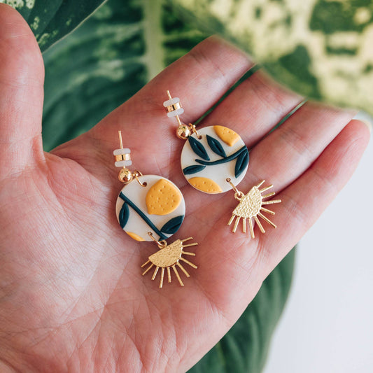 Lemon Tree Brass Drop Earrings