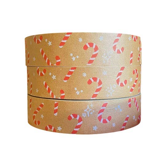 Printed Paper Sticky Tape - Candy Canes for Christmas