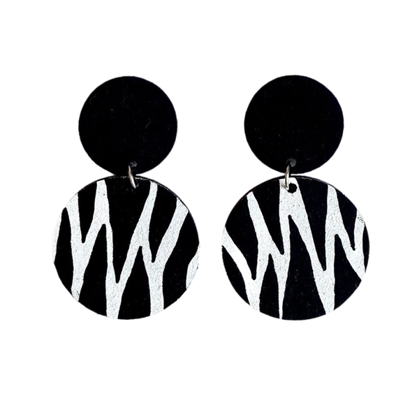 the zebra - hand painted wooden dangle earrings