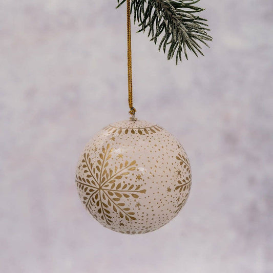 3" White Snowflake Christmas Bauble