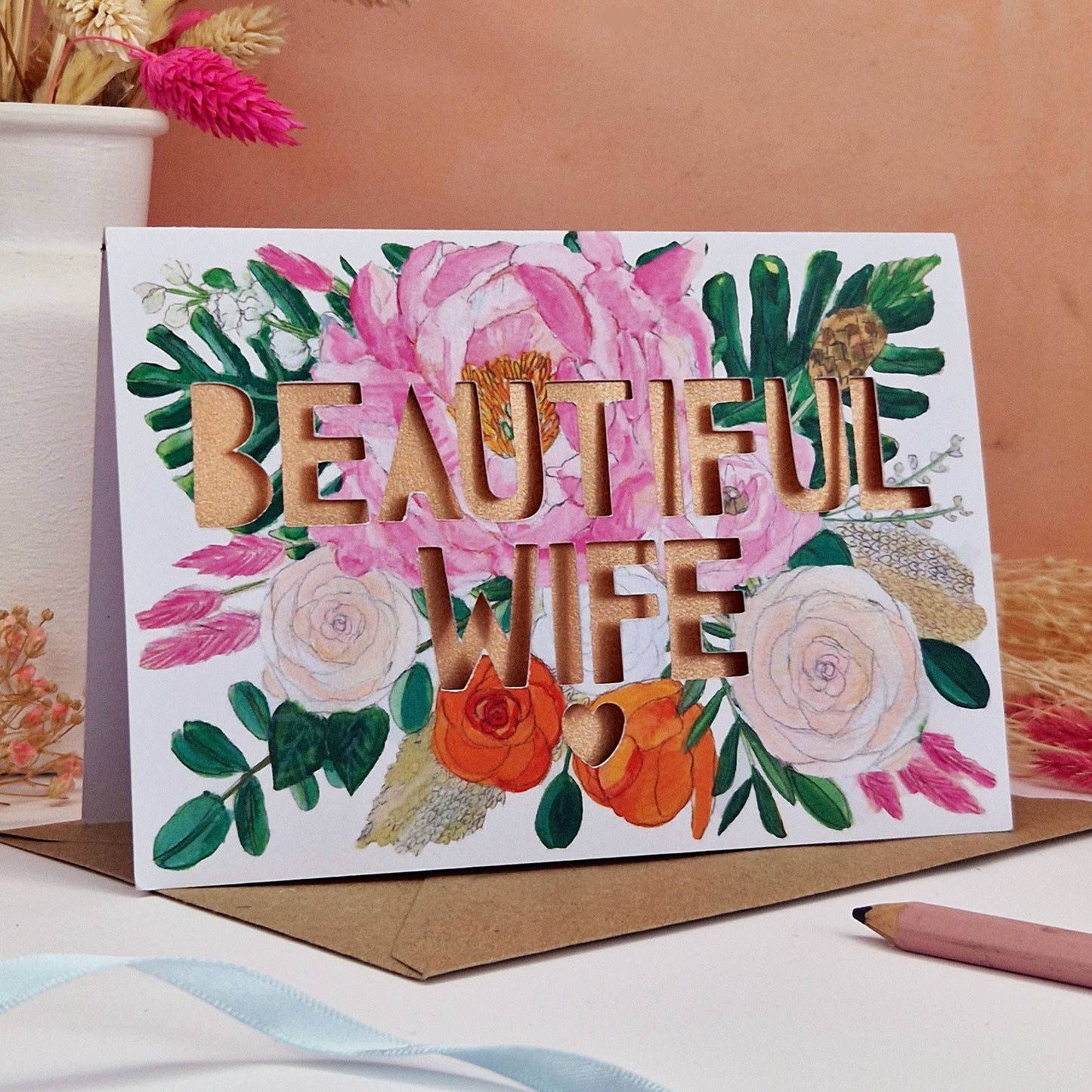 ‘Beautiful Wife' Paper Cut Card